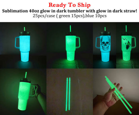 40 oz Glow in the dark Tumblers with handles (Sublimation/Vinyl/DTF)