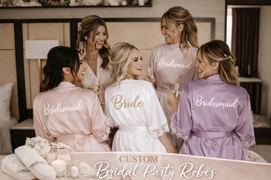 Satin Bridal Robe with Lace Trim (For Sublimation & HTV)