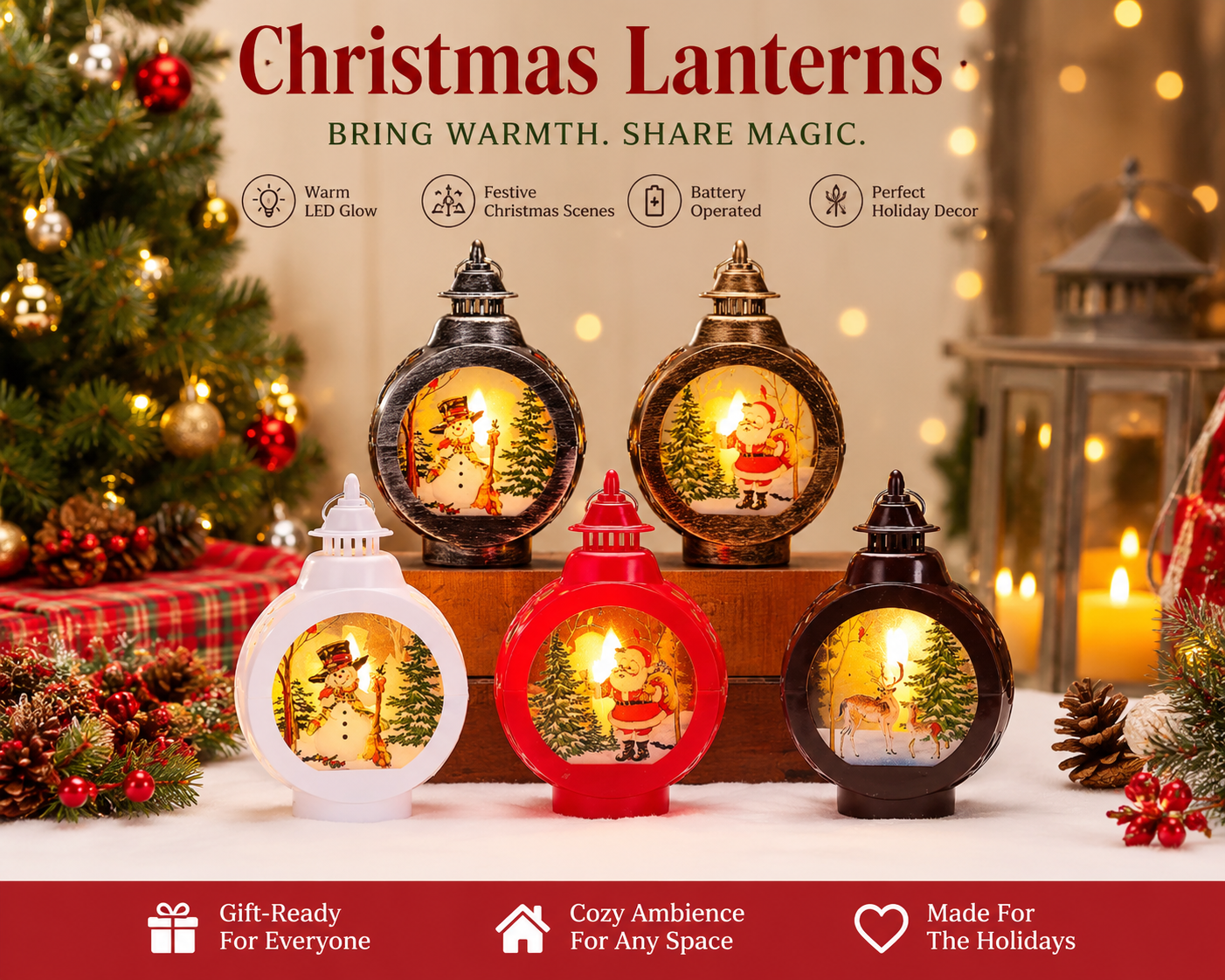 ✨ Round Antique Bronze LED Storm Lantern (For Sublimation) ✨