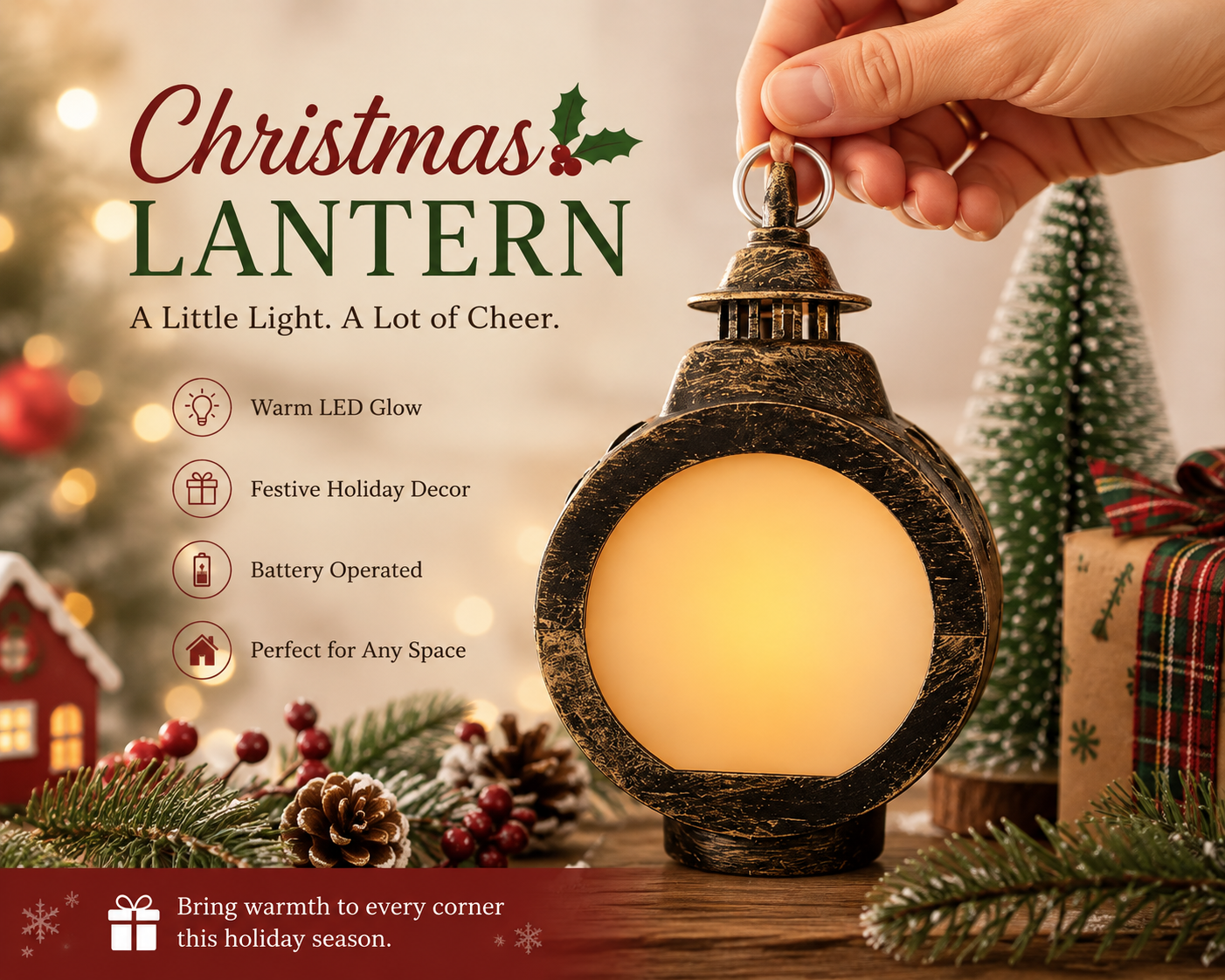 ✨ Round Antique Bronze LED Storm Lantern (For Sublimation) ✨
