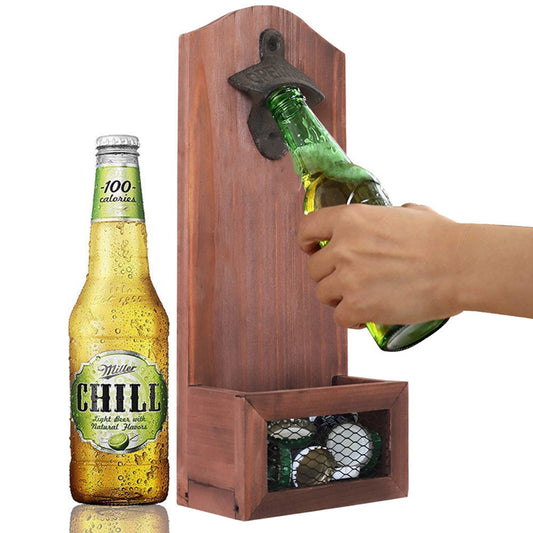 Vintage Wall Mounted Bottle Opener with Cap Collector