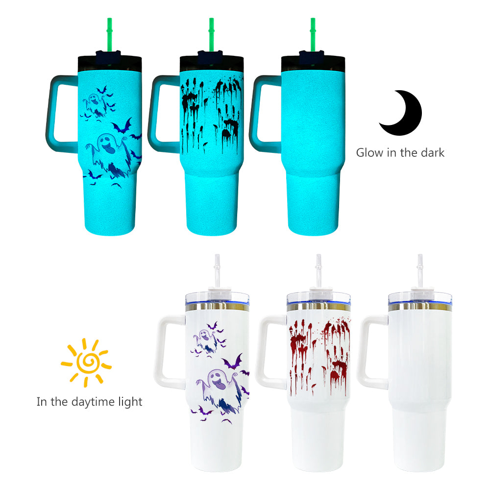 40 oz Glow in the dark Tumblers with handles (Sublimation/Vinyl/DTF)