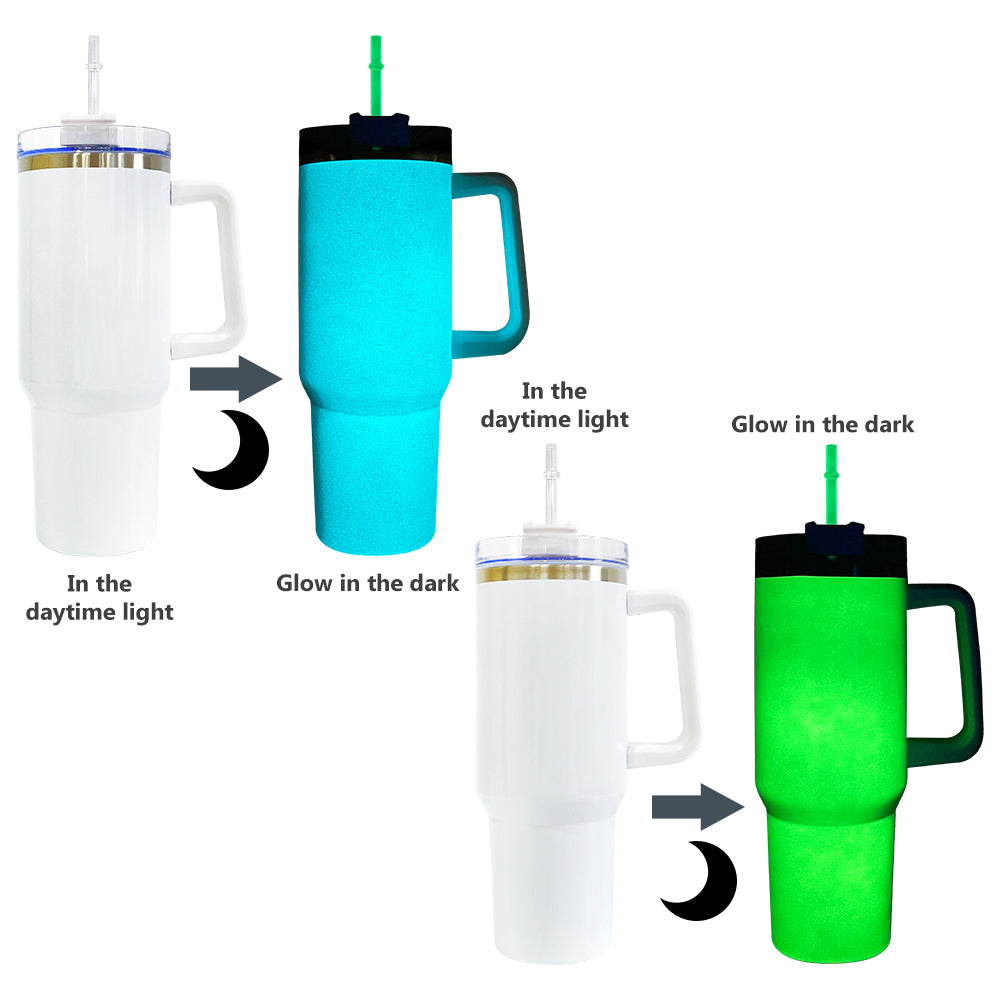 40 oz Glow in the dark Tumblers with handles (Sublimation/Vinyl/DTF)