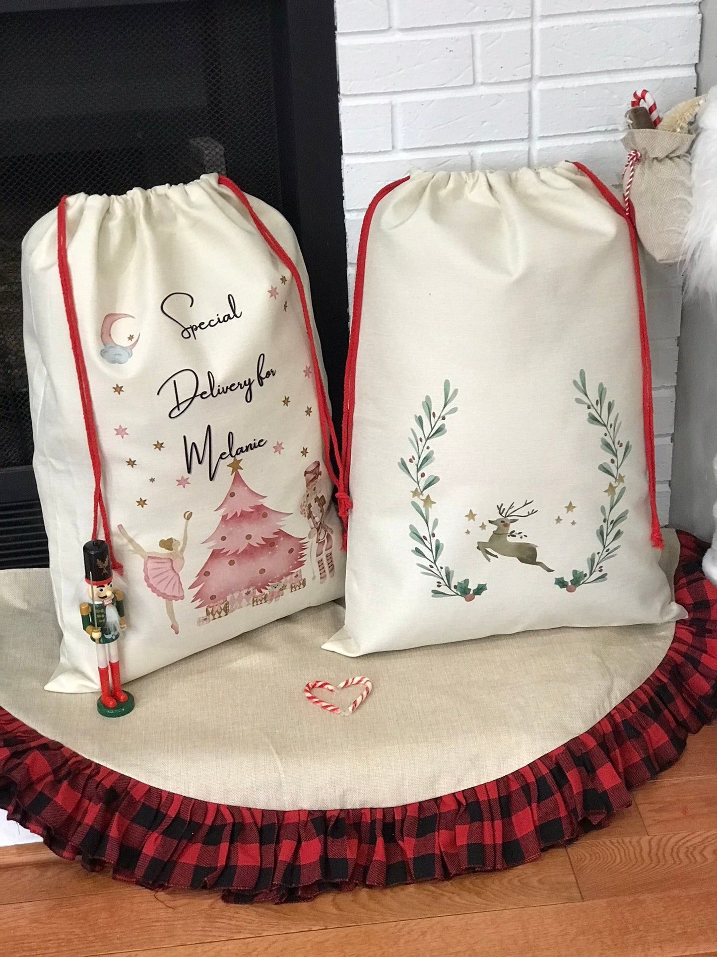 Reindeer with Wreath Santa Sack (Sublimation Ready)