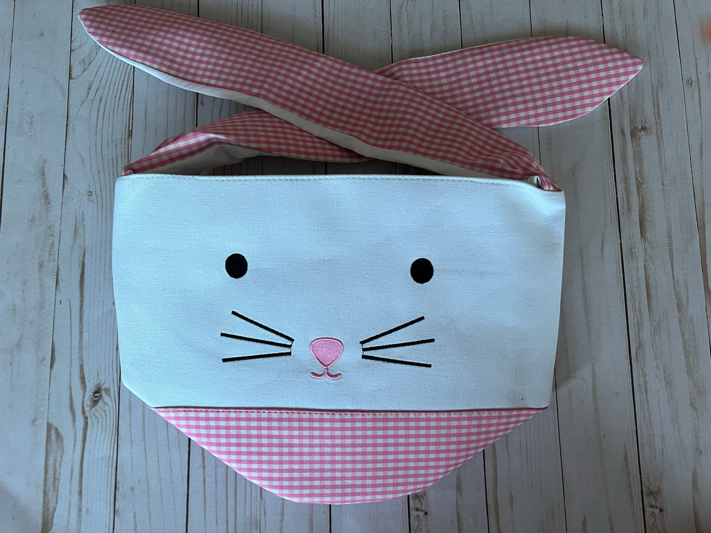 Large Pastel Plaid Easter Tote with Bunny Ears