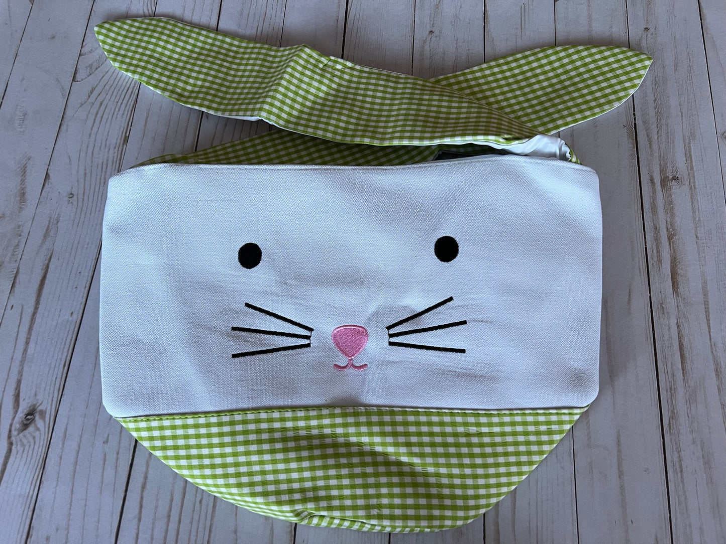 Large Pastel Plaid Easter Tote with Bunny Ears