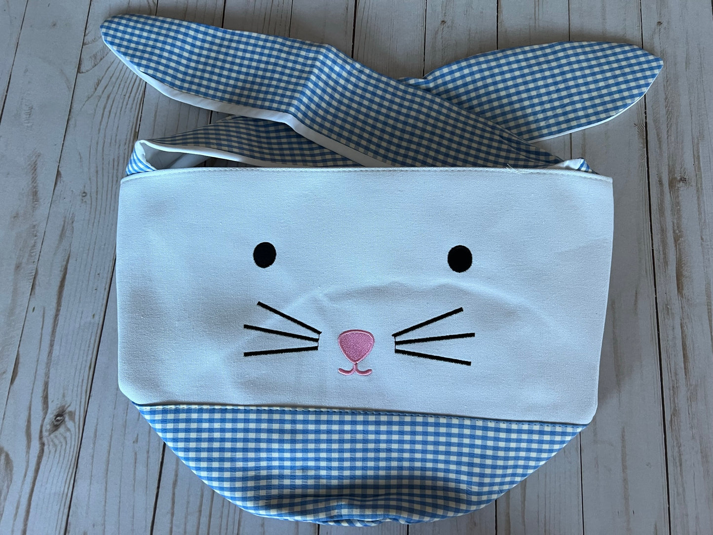 Large Pastel Plaid Easter Tote with Bunny Ears