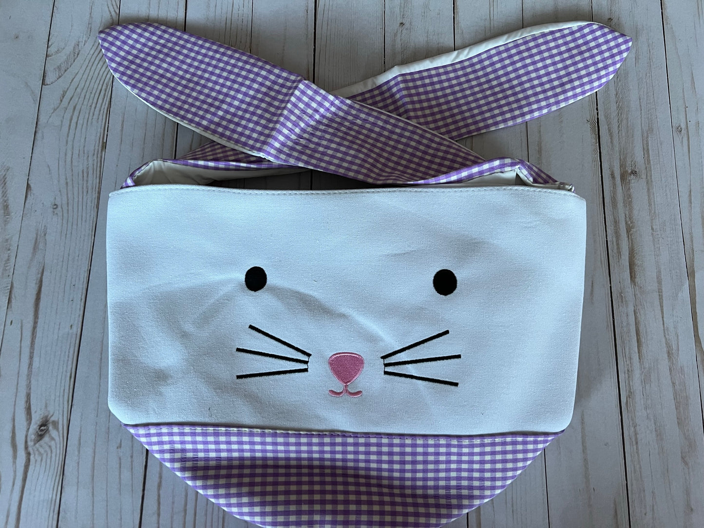 Large Pastel Plaid Easter Tote with Bunny Ears