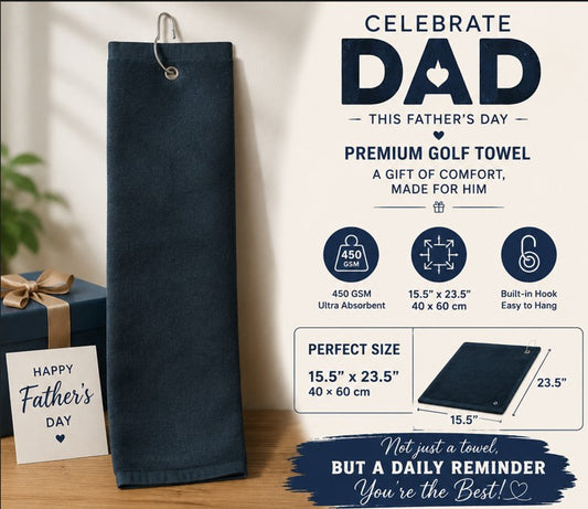 Tri Fold Black Golf Towel