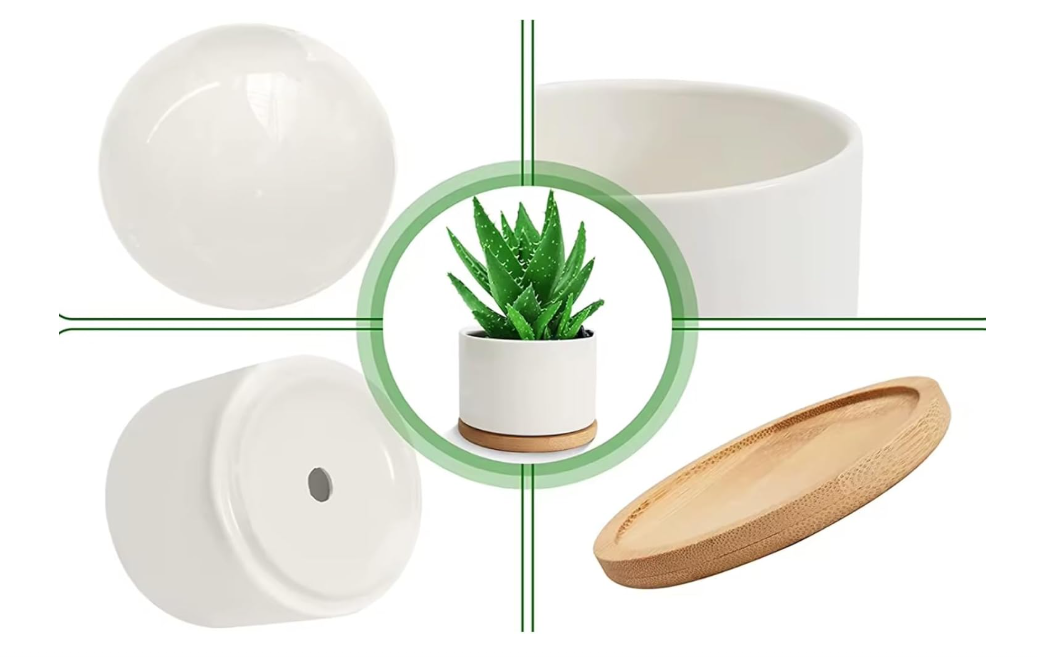 Flower Pot (Sublimation Ready) with Bamboo Base