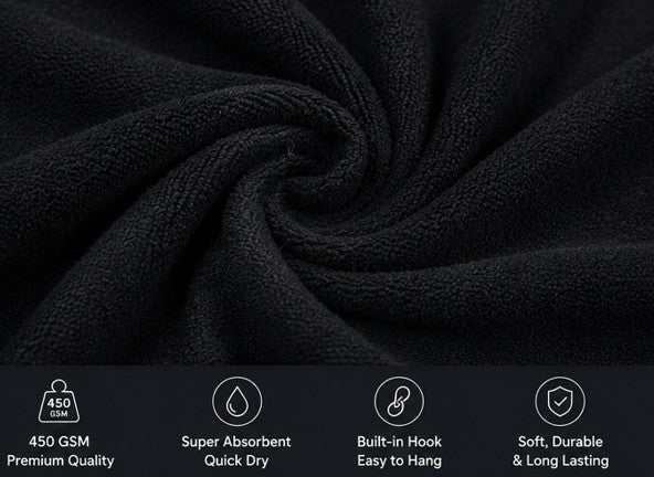Tri Fold Black Golf Towel