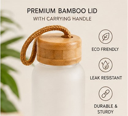 20oz Sublimation Frosted Glass Water Bottle with Bamboo Lid | 7 Colours | Personalized Gift & Seasonal Designs