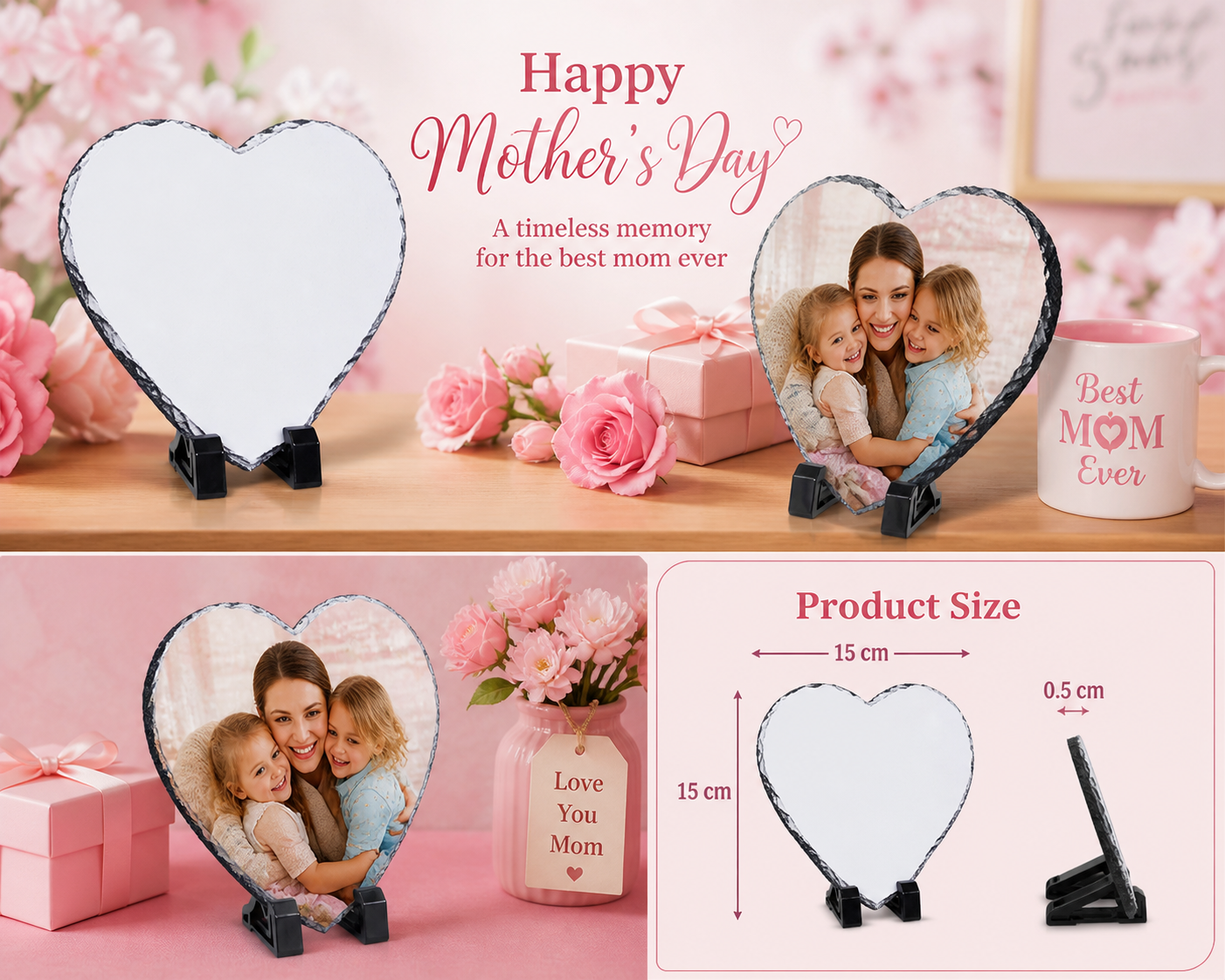 Heart-Shaped Photo Slate (Sublimation)