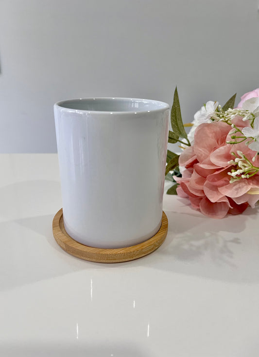 Flower Pot (Sublimation Ready) with Bamboo Base