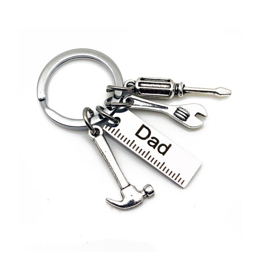 Fathers Day KeyChain with tool charms - DAD