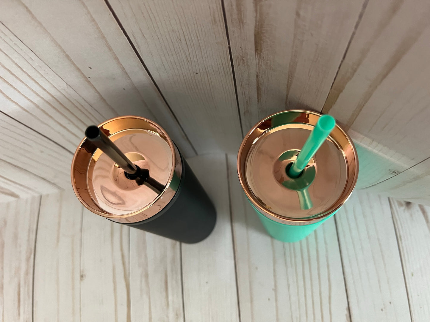 Soft Matte Arylic Tumbler with Rose Gold Lid