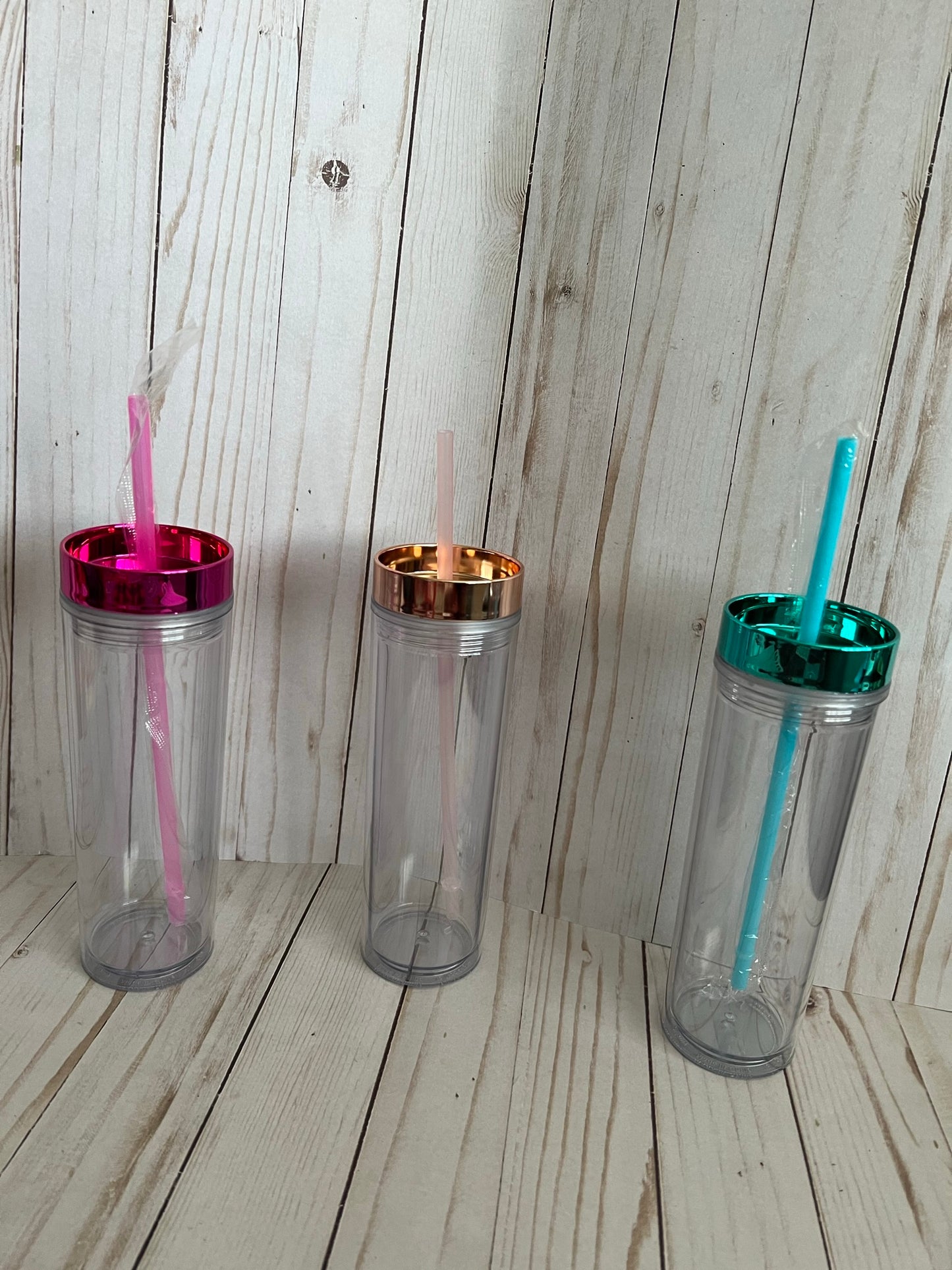 Clear Acrylic Tumblers with colored lids