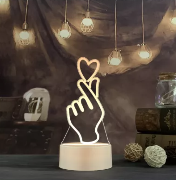 Finger Heart Acrylic LED USB lamp/BTS/Black Pink/Korean Culture