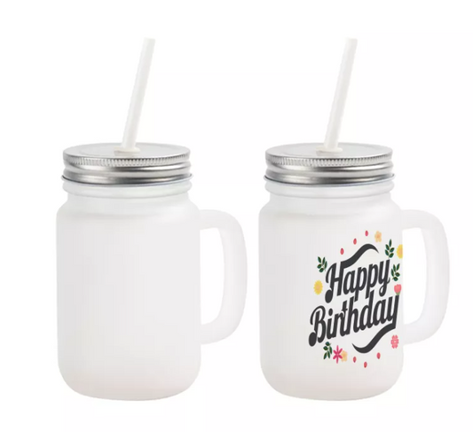 Frosted Gradient Mason Jar with handle