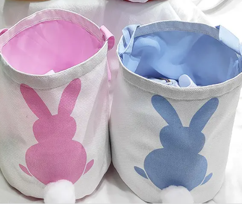 Easter Baskets with Fluffy Tail (White Linen Style)