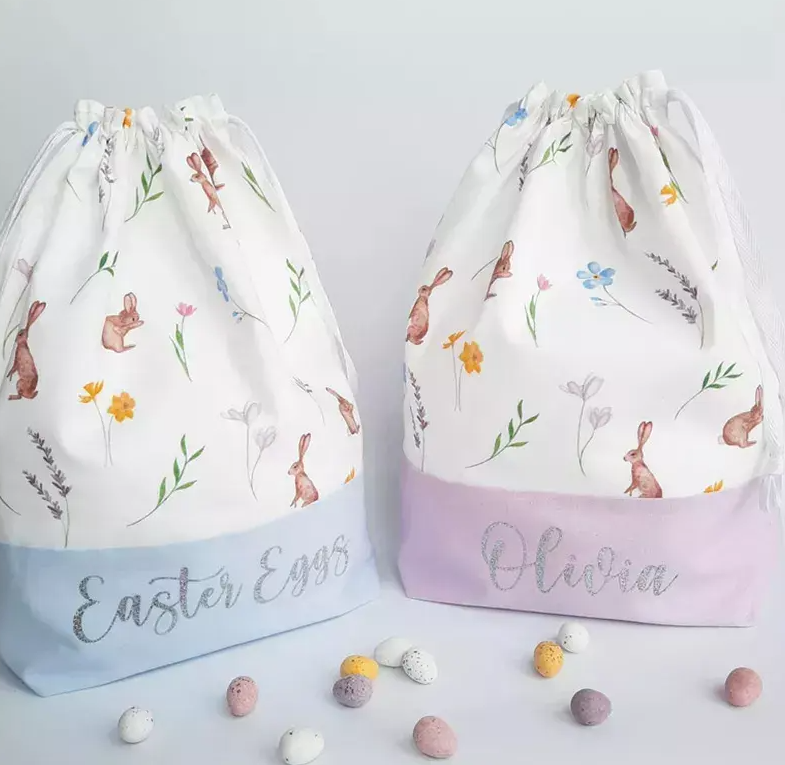 Easter Themed Velvet Drawstring Sacks