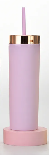 Soft Matte Arylic Tumbler with Rose Gold Lid