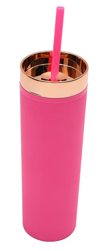 Soft Matte Arylic Tumbler with Rose Gold Lid